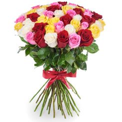 51 разноцветной розы Лоскутки осени